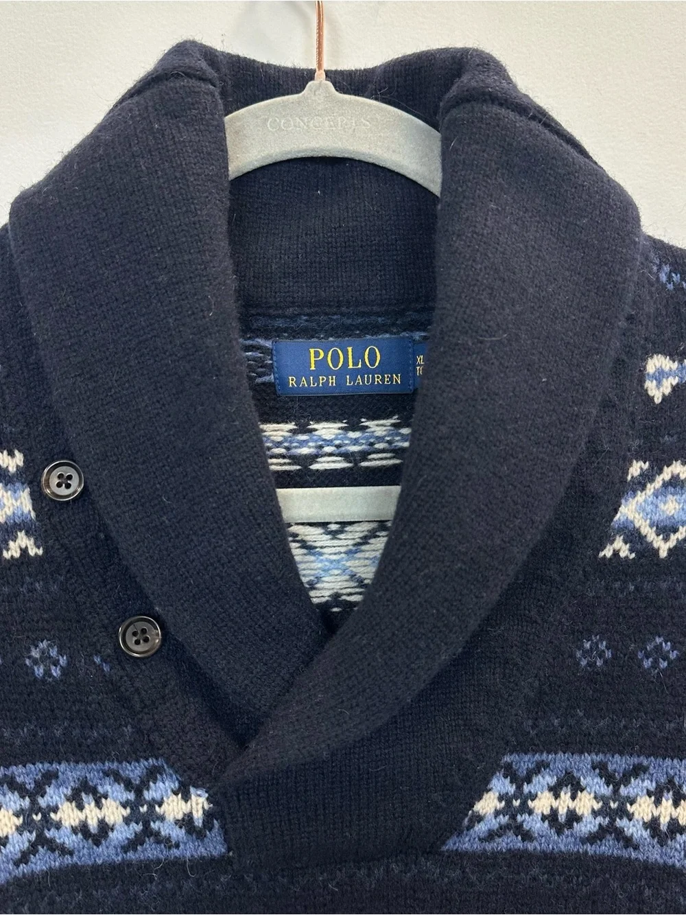Polo by Ralph Lauren Snowflake Wool Shawl Jumper Sweater XL